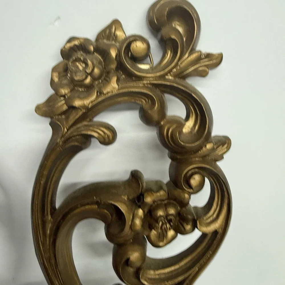 2 Vintage Homco Syroco Ornate Wall Sconce Candle Holder Floral Hollywood Regency